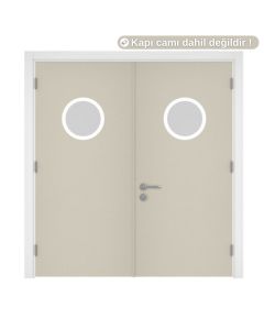 Kapı Çift Kanat Okul Açık Vizon Camlı