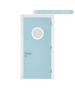 Kapı Tek Kanat Okul Açık Mavi Camlı