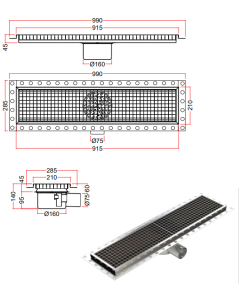 Yer Izgarası 20*95cm 70lik Yandan Çıkışlı İzolasyon Yakalı
