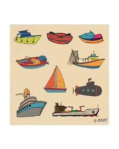 Aky-Gk0014H Ahşap Puzzle Deniz Taşıtları 30X30