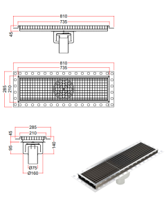 Yer Izgarası 20*75cm 70lik Alttan Çıkışlı İzolasyon Yakalı