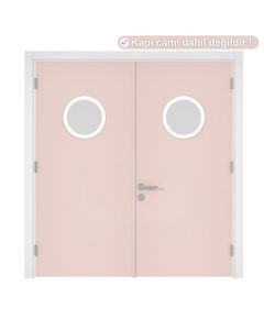 Kapı Çift Kanat Okul Açık Pembe Camlı