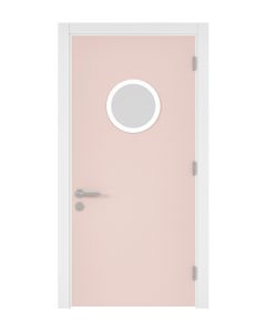 Tek Kanat Açık Pembe Pencereli Laminant Kapı