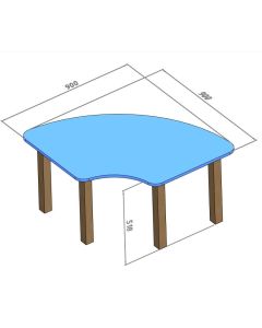 90x90x50 cm Anaokulu Ahşap Ayaklı Bazalı Masa Mavi