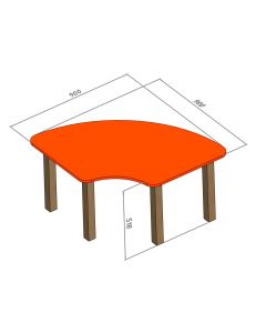 90X90X50Cm Anaokulu Ahşap Ayaklı Çeyrekmasaturuncu
