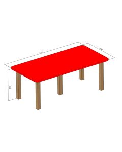 120x60x50 Cm  Ahşap Ayaklı Masa Kırmızı