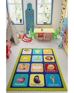 Confetti Jel Tabanlı Vegetables Yeşil Bukle Çocuk Halısı 200X290