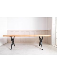 Kütük Masa 90x240 cm Kayın Metal Çapraz Ayaklı